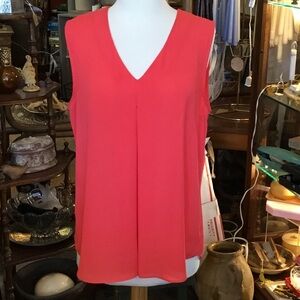 0232 Rose & Olive V-Neck Coral Tank Top; VGUC size M